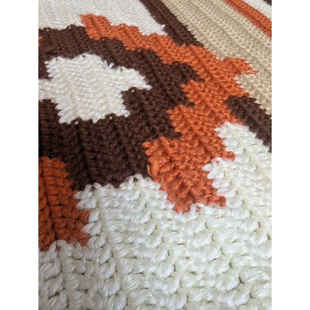 Vintage Navajo Inspired Modern Southwest Throw Blanket Handmade Earth Tones Boho